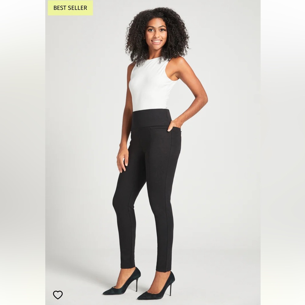 Betabrand Black Skinny Power Down Pants Size L Petite